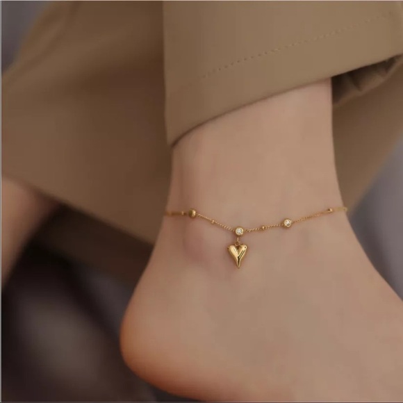 ❗️restocked❗️new Gold Plated Chain Link Charm Anklet - Picture 5 of 8